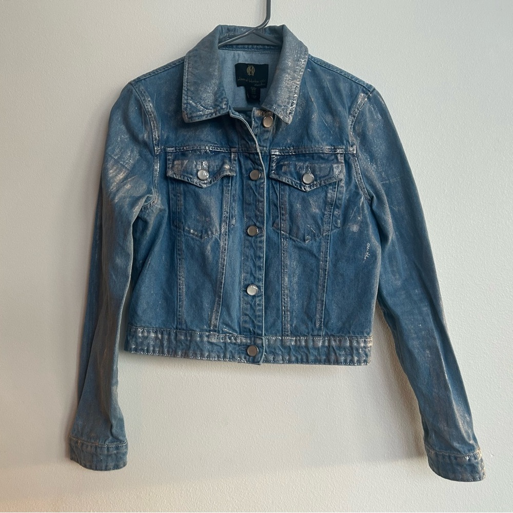 NWOT House of Harlow 1960 Metallic Denim Jacket